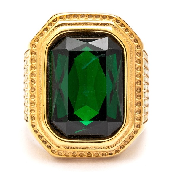 Green & Gold Stainless Steel Statement Rings - Picture 1 of 3